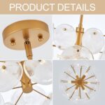Modern Glass Chandelier for Dining Room, Gold Entryway Chandelier, 6-Light Uniqu... - Image 6