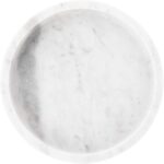 Creative Co-Op Minimalist Round Carved Marble Tray or Charcuterie Board, White - Image 4