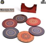 GKD Coaster Set of 6 Beautiful Wooden Coasters with Proper Coaster Stand Designe... - Image 3