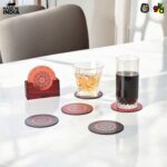 GKD Coaster Set of 6 Beautiful Wooden Coasters with Proper Coaster Stand Designe... - Image 4