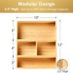 Umilife Drawer Organizer Storage Boxes, 2.5" High Bamboo Drawer Dividers, 3 Rear... - Image 3