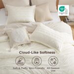 Bedsure Tufted Boho Comforter Set Queen Size - White Boho Bed Set, GentleSoft 3... - Image 5