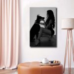 Poster Decorative Canvas Painting Woman With Doberman Poster Black And White Lux... - Image 3