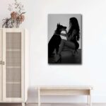 Poster Decorative Canvas Painting Woman With Doberman Poster Black And White Lux... - Image 4
