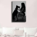 Poster Decorative Canvas Painting Woman With Doberman Poster Black And White Lux... - Image 5