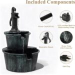 Athena Collection 27'' Height Electric Waterfall Fountain 2 Tier Stepped Barrel ... - Image 5