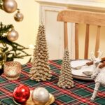 AOMOONOA Gold Christmas Tree Figurines, 2Pcs Resin Glitter Christmas Tree for Ta... - Image 3