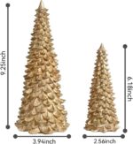 AOMOONOA Gold Christmas Tree Figurines, 2Pcs Resin Glitter Christmas Tree for Ta... - Image 7