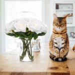 BLEUM CADE Luxury PU Fake Flowers in Vase with Faux Water, White Real Touch Rose... - Image 3