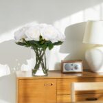 BLEUM CADE Luxury PU Fake Flowers in Vase with Faux Water, White Real Touch Rose... - Image 4