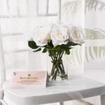 BLEUM CADE Luxury PU Fake Flowers in Vase with Faux Water, White Real Touch Rose... - Image 5