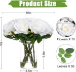 BLEUM CADE Luxury PU Fake Flowers in Vase with Faux Water, White Real Touch Rose... - Image 7