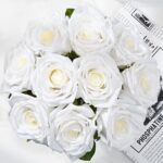 BLEUM CADE Luxury PU Fake Flowers in Vase with Faux Water, White Real Touch Rose... - Image 8