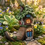 TERESA'S COLLECTIONS Boot Fairy House Garden Statues with Solar Outdoor Light fo... - Image 6