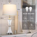 Rinweey Crystal Glass Table Lamp Set of 2 With USB C+A Ports & AC Outlet - White... - Image 6