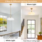 White Floral Chandelier Pendant Light, 15.7" Adjustable Farmhouse Kitchen Island... - Image 4