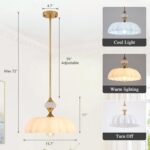 White Floral Chandelier Pendant Light, 15.7" Adjustable Farmhouse Kitchen Island... - Image 6