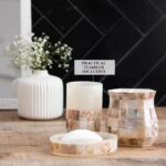 Milano Bathroom Accessories Set - 4 Piece Bathroom Accessory Set with Natural Mo... - Image 4