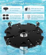 HQUA FS01 120V, 1/2HP, Large Pond Floating Fountain with FSL01 LED RGB Color-Cha... - Image 4