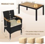 Yaheetech 7 Piece Patio Furniture Set, Outdoor Dining Acacia Wood Table Top Ratt... - Image 4