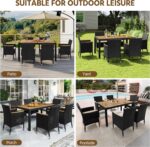 Yaheetech 7 Piece Patio Furniture Set, Outdoor Dining Acacia Wood Table Top Ratt... - Image 6
