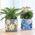 GUGUGO Cute Daisy Flower Pot, Decorative Plant Pots with Drainage Holes, Funny U... - Image 5
