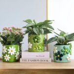 GUGUGO Cute Daisy Flower Pot, Decorative Plant Pots with Drainage Holes, Funny U... - Image 6