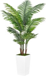 ASTIDY Artificial Palm Tree 5FT - Fake Tree with White Tall Planter - Faux Tropi... - Image 2
