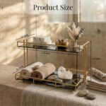 2-Tier Black Marble Bathroom Countertop Organizer – Glass Shelves & Gold Metal F... - Image 3