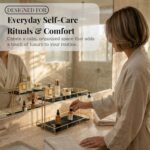 2-Tier Black Marble Bathroom Countertop Organizer – Glass Shelves & Gold Metal F... - Image 6