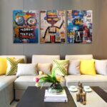 Urban Abstract Mask Canvas Wall Art Framed Painting Graffiti Style Layered Textu... - Image 3