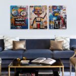 Urban Abstract Mask Canvas Wall Art Framed Painting Graffiti Style Layered Textu... - Image 4