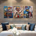 Urban Abstract Mask Canvas Wall Art Framed Painting Graffiti Style Layered Textu... - Image 6