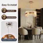 Modern Gold Chandeliers, 24" LED Dining Room Light 60W Dimmable Luxury Crystal R... - Image 3