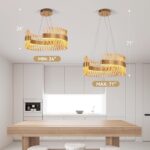 Modern Gold Chandeliers, 24" LED Dining Room Light 60W Dimmable Luxury Crystal R... - Image 7
