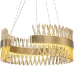 Modern Gold Chandeliers, 24" LED Dining Room Light 60W Dimmable Luxury Crystal R... - Image 8