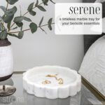 STRONA White Scalloped Marble Tray - 8" Round Stone Vanity Tray for Perfume & Je... - Image 6