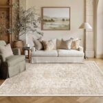PureCozy 6x9 Washable Area Rug Beige Vintage Distressed Large Rug for Living Roo... - Image 3