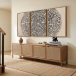 3 Piece Framed Neutral Tree Ring Wall Art for Living Room, Large Beige Black Abs... - Image 4