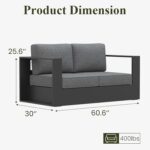 LayinSun Oversized Aluminum Outdoor Furniture, 1 Piece Patio Lovseat Sofa, Deep ... - Image 8