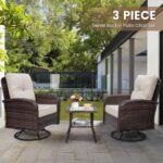 wildformers Luxury Outdoor Swivel Wicker Glider Patio Chairs with Table Set, Ove... - Image 3