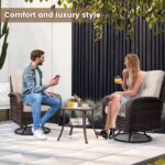 wildformers Luxury Outdoor Swivel Wicker Glider Patio Chairs with Table Set, Ove... - Image 4