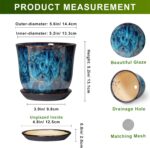 5.6 Inch Plant Pot - Ceramic Pots for Plants with Drainage Hole and Saucer, Roun... - Image 3