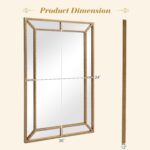 Tangkula 36" x 24" Gold Rectangle Wall Mirror, Decorative Mirror with Beaded Fra... - Image 4