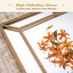 Tangkula 36" x 24" Gold Rectangle Wall Mirror, Decorative Mirror with Beaded Fra... - Image 5