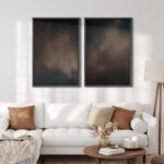 SIGNFORD Framed Canvas Print Wall Art Set Moody Dark Abstract Earth Tones Illust... - Image 3