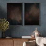 SIGNFORD Framed Canvas Print Wall Art Set Moody Dark Abstract Earth Tones Illust... - Image 5
