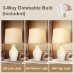 Scenekoy 23" Ceramic Table Lamps Set of 2 with 3-Way Dimmable Bulb,Rotary Switch... - Image 3