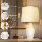 Scenekoy 23" Ceramic Table Lamps Set of 2 with 3-Way Dimmable Bulb,Rotary Switch... - Image 4