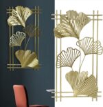 Omabeta Gold Metal Wall Decor, Aristocratic Luxurious Golden Leaf Wall Sculpture... - Image 5